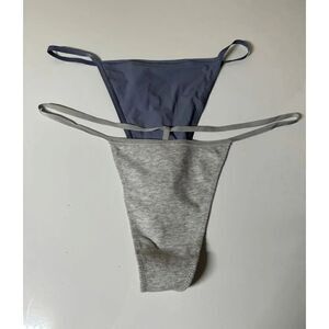 SKIMS Fits Everybody T-String Thong in Slate and Heather Grey Size XL Lot of 2